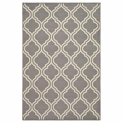 Superior Double Moroccan Trellis Area Rug - Gray