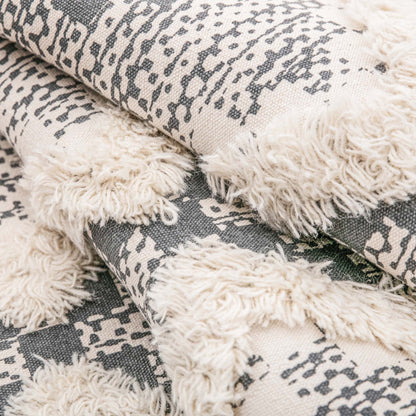 Geometric Wool Cotton Blend Latex Backing Indoor Area Rug - Dove/Gray