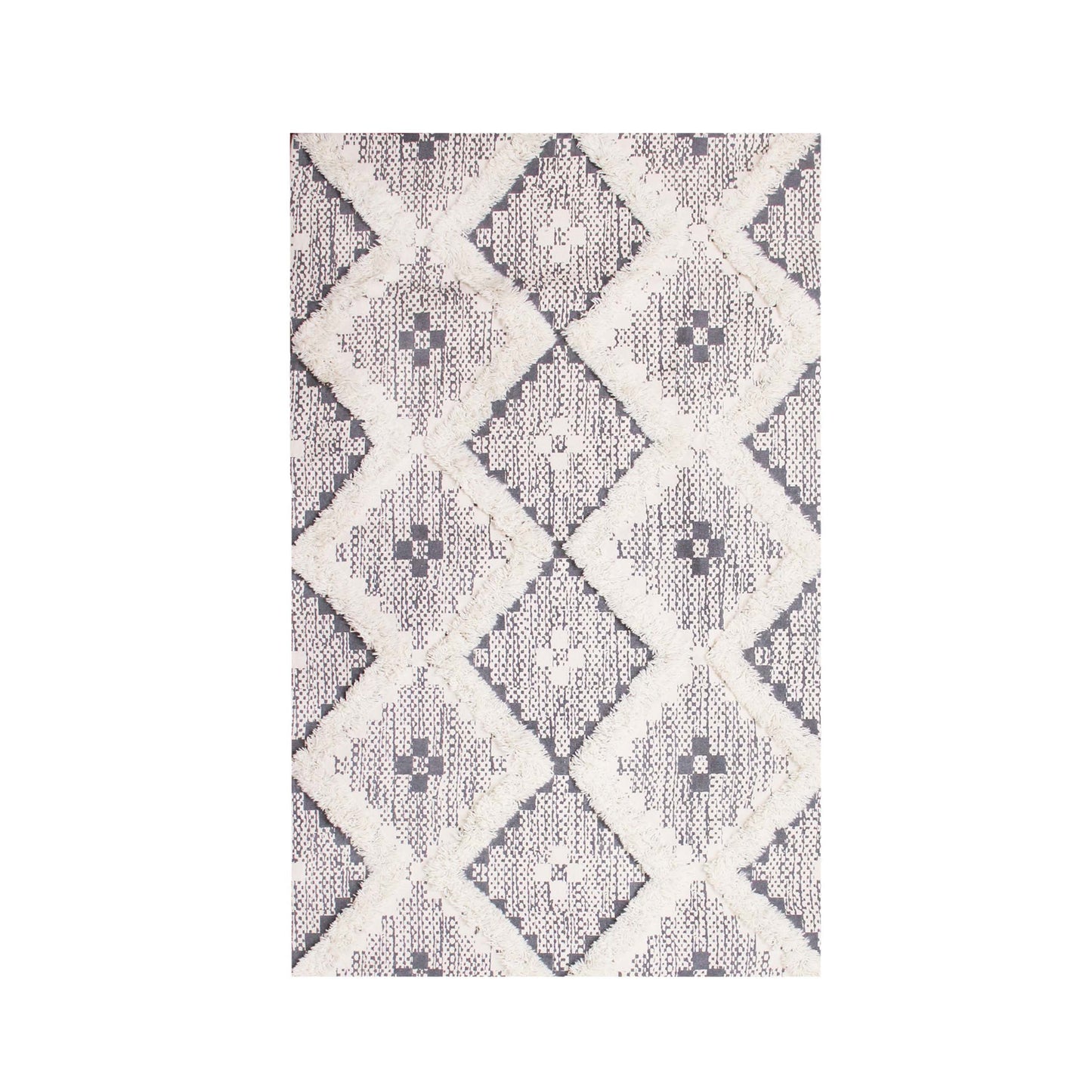 Geometric Wool Cotton Blend Latex Backing Indoor Area Rug - Dove/Gray