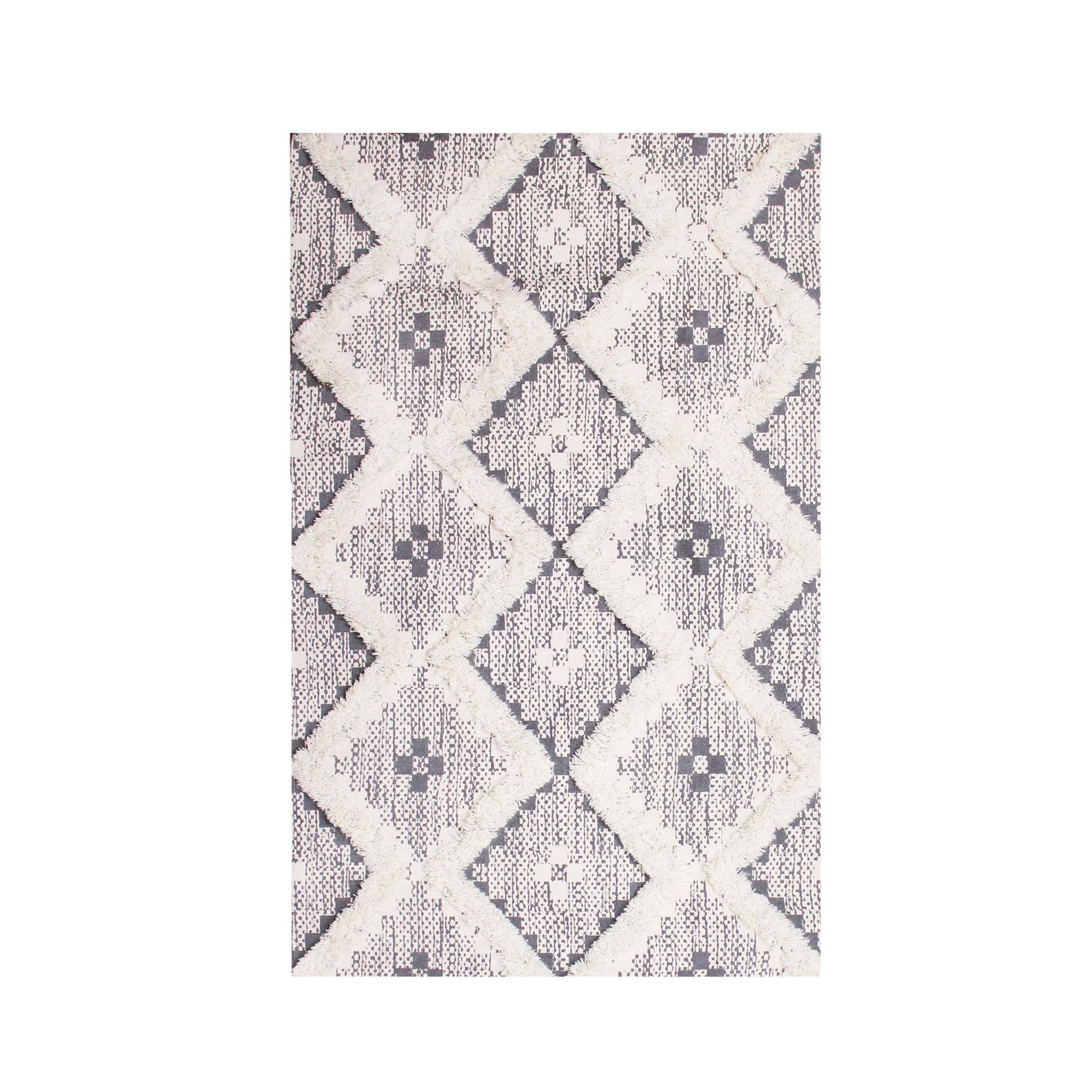 Geometric Wool Cotton Blend Latex Backing Indoor Area Rug - Dove/Gray