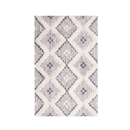 Geometric Wool Cotton Blend Latex Backing Indoor Area Rug - Dove/Gray