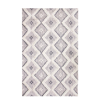 Geometric Wool Cotton Blend Latex Backing Indoor Area Rug - Dove/Gray