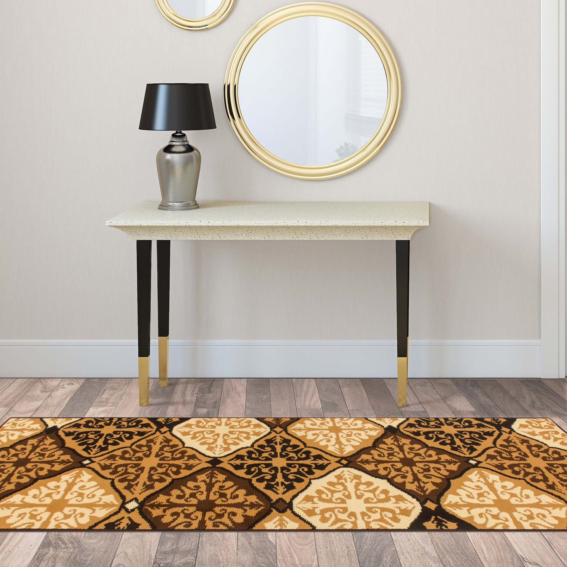 Duncan Contemporary Geometric Diamonds Indoor Area Rug - Camel
