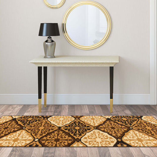 Duncan Contemporary Geometric Diamonds Indoor Area Rug - Camel