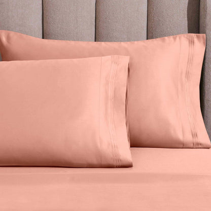 1500 Thread Count Egyptian Cotton 2 Piece Solid Pillowcase Set - DustedRose