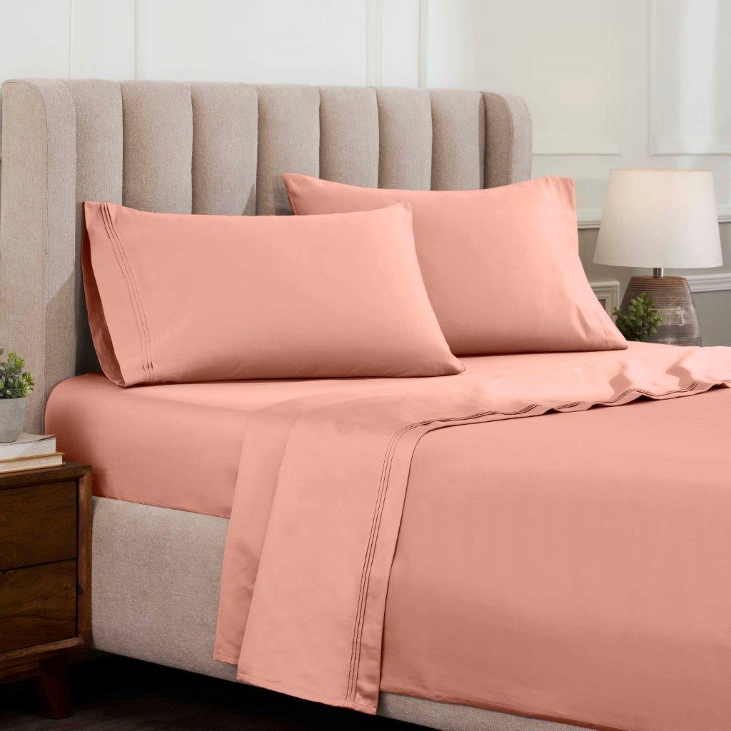 Egyptian Cotton 1500 Thread Count Eco Friendly Solid Sheet Set - DustedRose