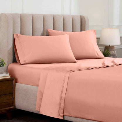 Egyptian Cotton 1500 Thread Count Eco Friendly Solid Sheet Set - DustedRose