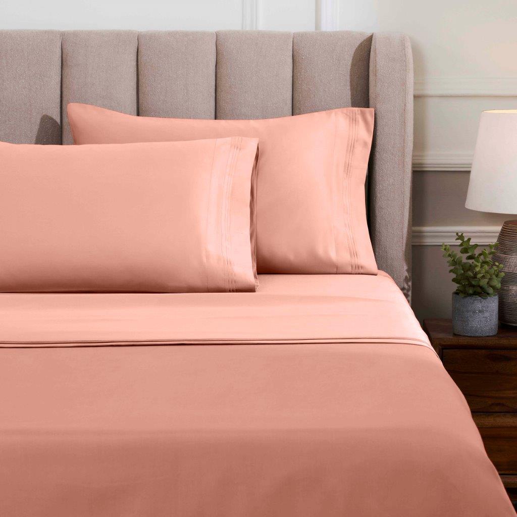 Egyptian Cotton 1500 Thread Count Eco Friendly Solid Sheet Set - DustedRose