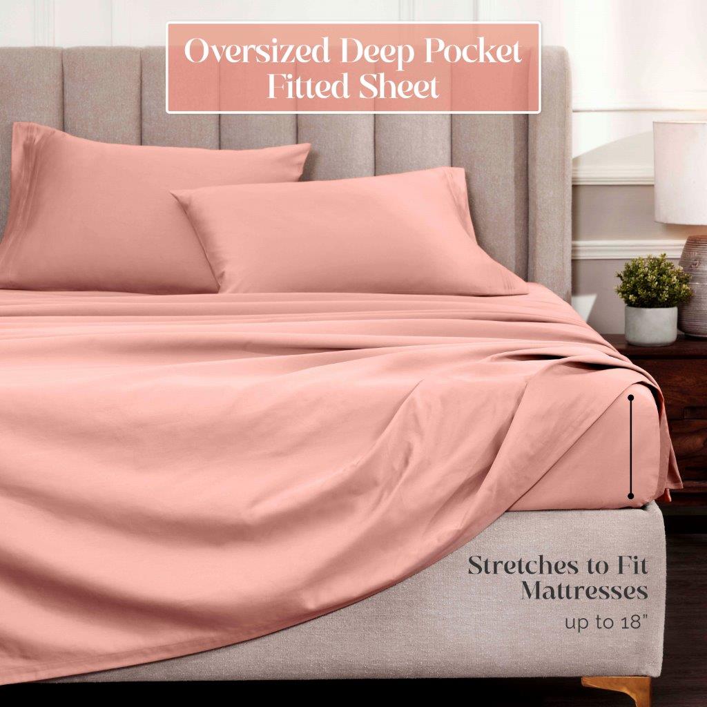 Egyptian Cotton 1500 Thread Count Eco Friendly Solid Sheet Set - DustedRose