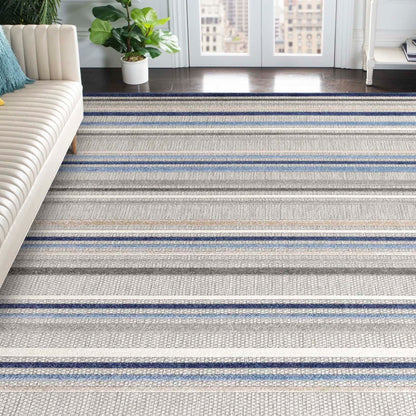 Superior Eastyn Casual Stripe Geometric Indoor/Outdoor Area Rug - Slate