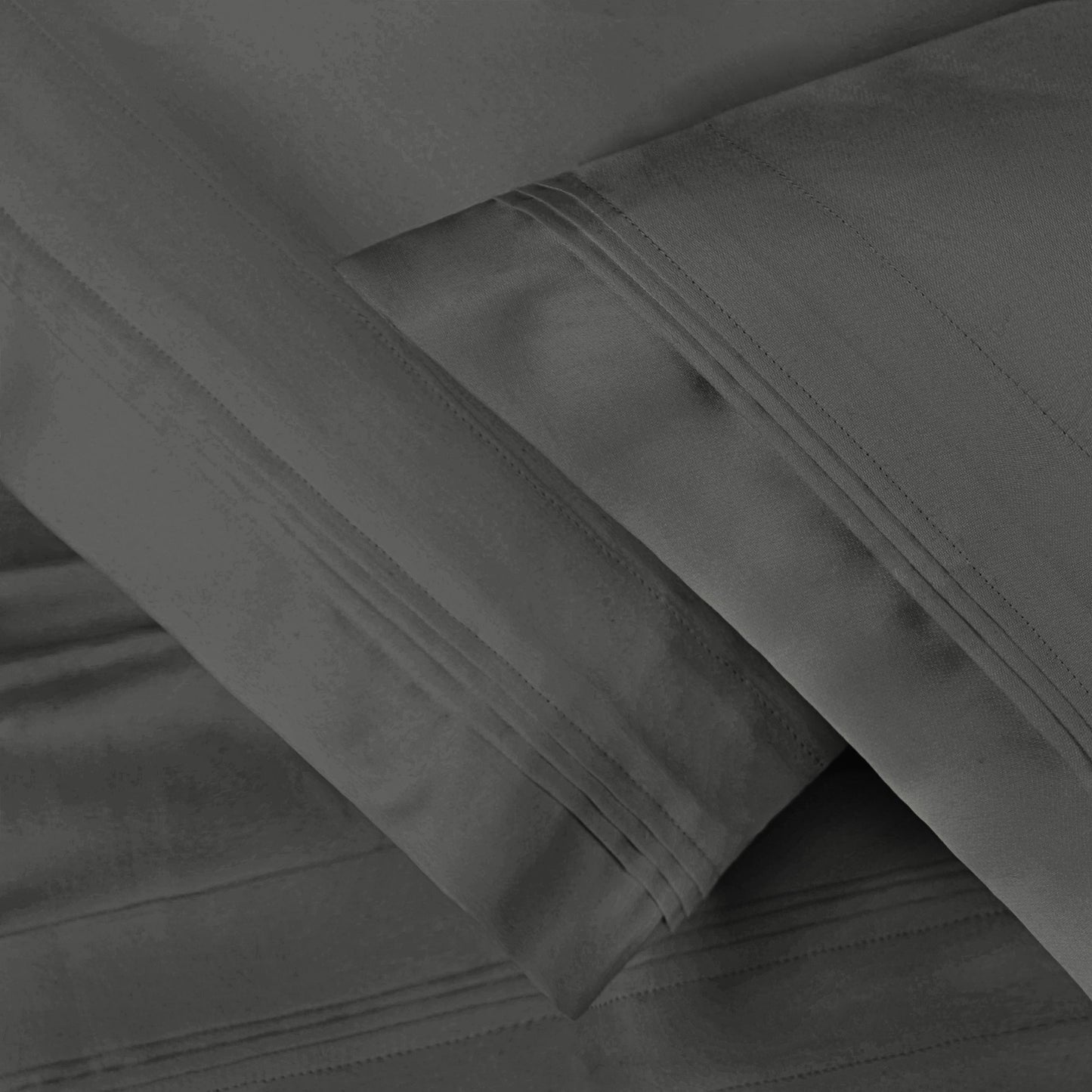 Superior 1000-Thread Count Egyptian Cotton Solid Pillowcase Set - Grey