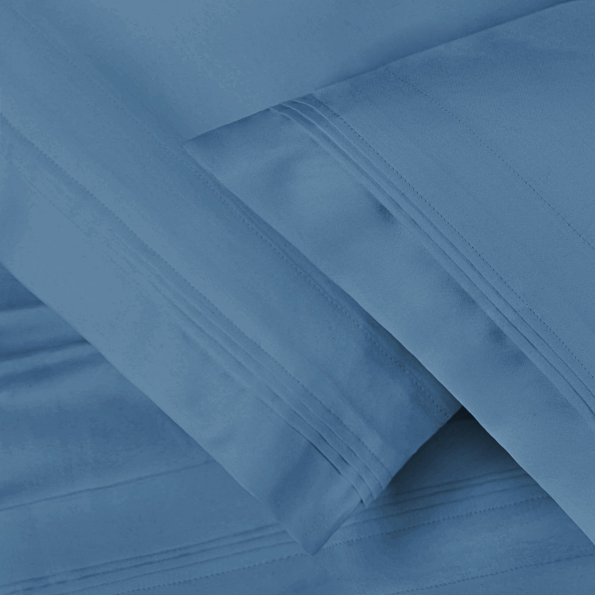 Superior 1000-Thread Count Egyptian Cotton Solid Pillowcase Set - Medium Blue