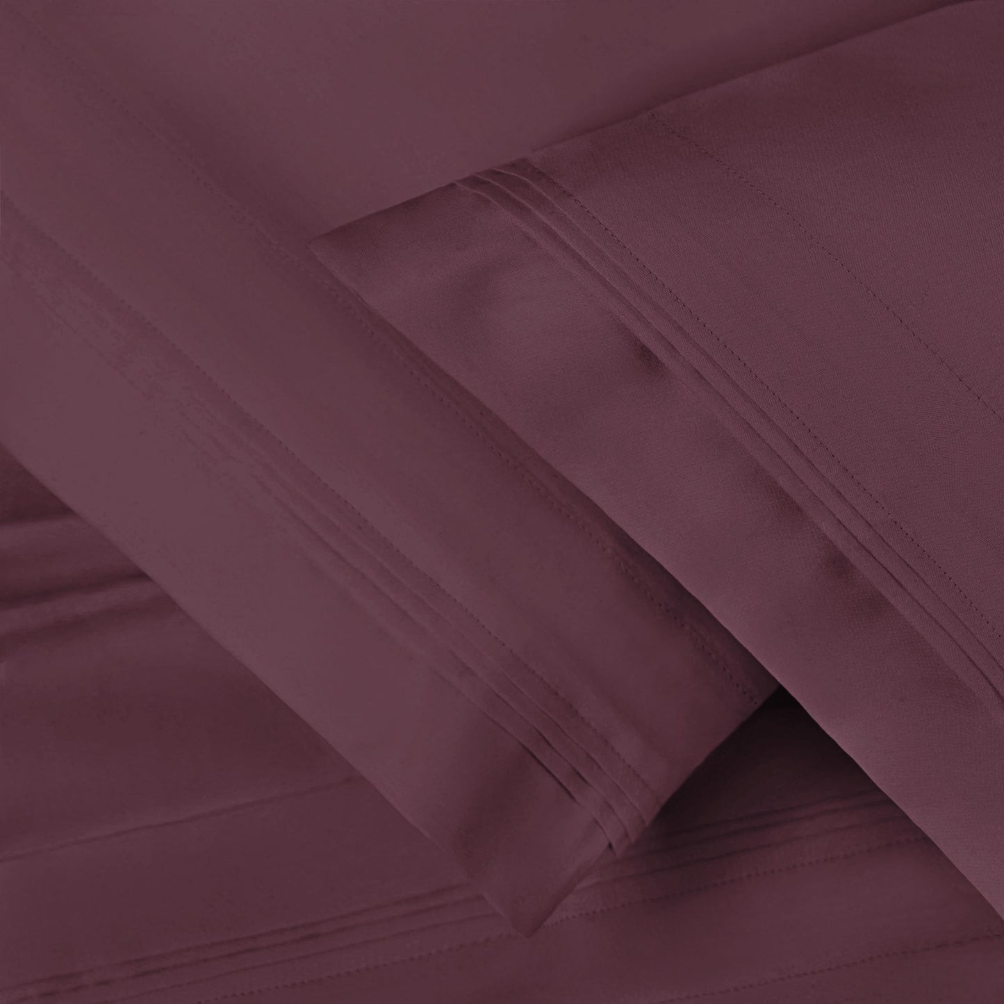 Superior 1000-Thread Count Egyptian Cotton Solid Pillowcase Set - Plum