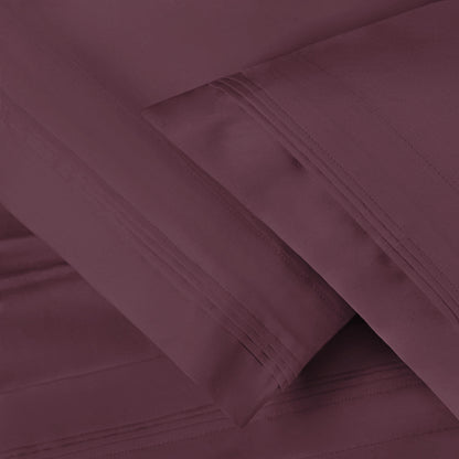 Superior 1000-Thread Count Egyptian Cotton Solid Pillowcase Set - Plum