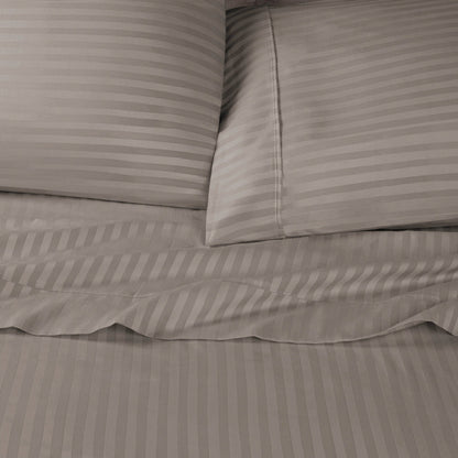 Premium 600 Thread Count Egyptian Cotton Striped Pillowcase Set -  Grey
