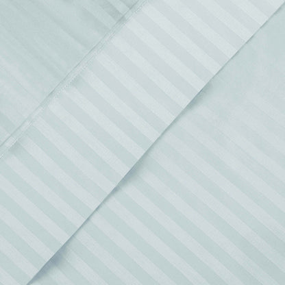Superior Premium 600 Thread Count Egyptian Cotton Striped Deep Pocket Sheet Set - Light Blue