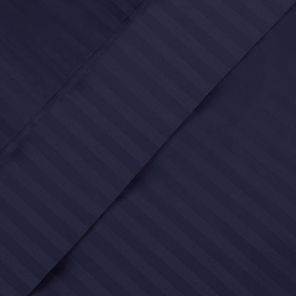 Superior Premium 600 Thread Count Egyptian Cotton Striped Deep Pocket Sheet Set - Navy Blue
