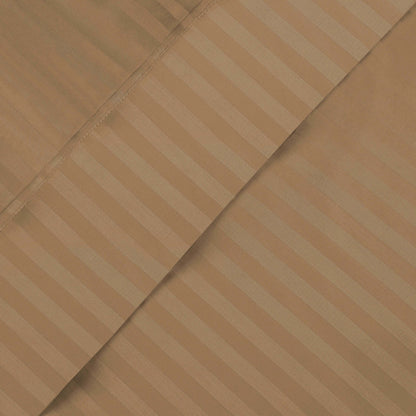Superior Premium 600 Thread Count Egyptian Cotton Striped Deep Pocket Sheet Set - Taupe