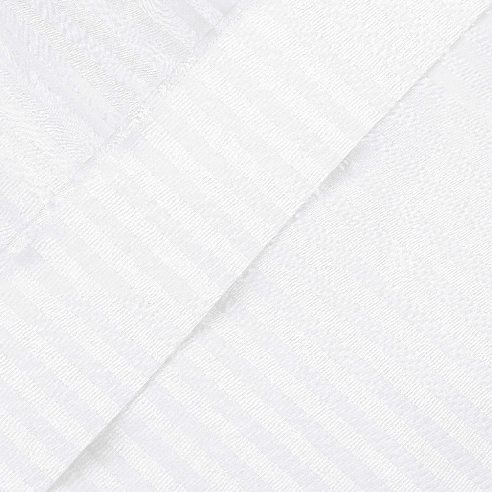 Superior Premium 600 Thread Count Egyptian Cotton Striped Deep Pocket Sheet Set - White