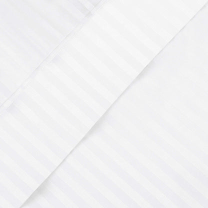 Superior Premium 600 Thread Count Egyptian Cotton Striped Deep Pocket Sheet Set - White