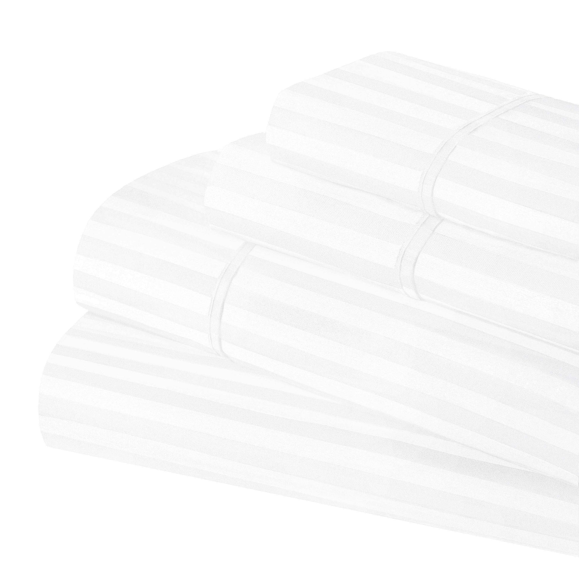 Superior Premium 600 Thread Count Egyptian Cotton Striped Deep Pocket Sheet Set - White