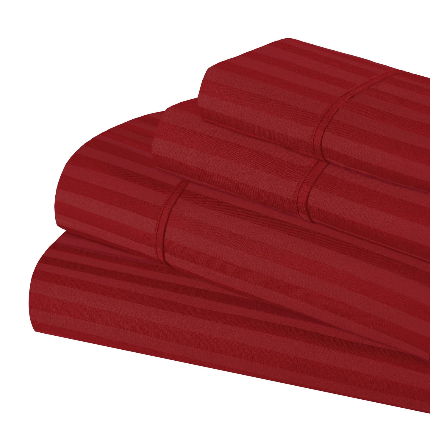 Superior Premium 600 Thread Count Egyptian Cotton Striped Deep Pocket Sheet Set - Burgundy