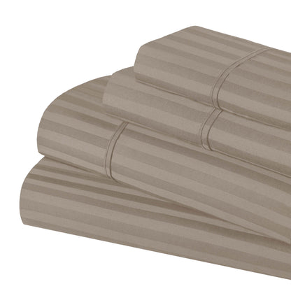 Superior Premium 600 Thread Count Egyptian Cotton Striped Deep Pocket Sheet Set - Grey