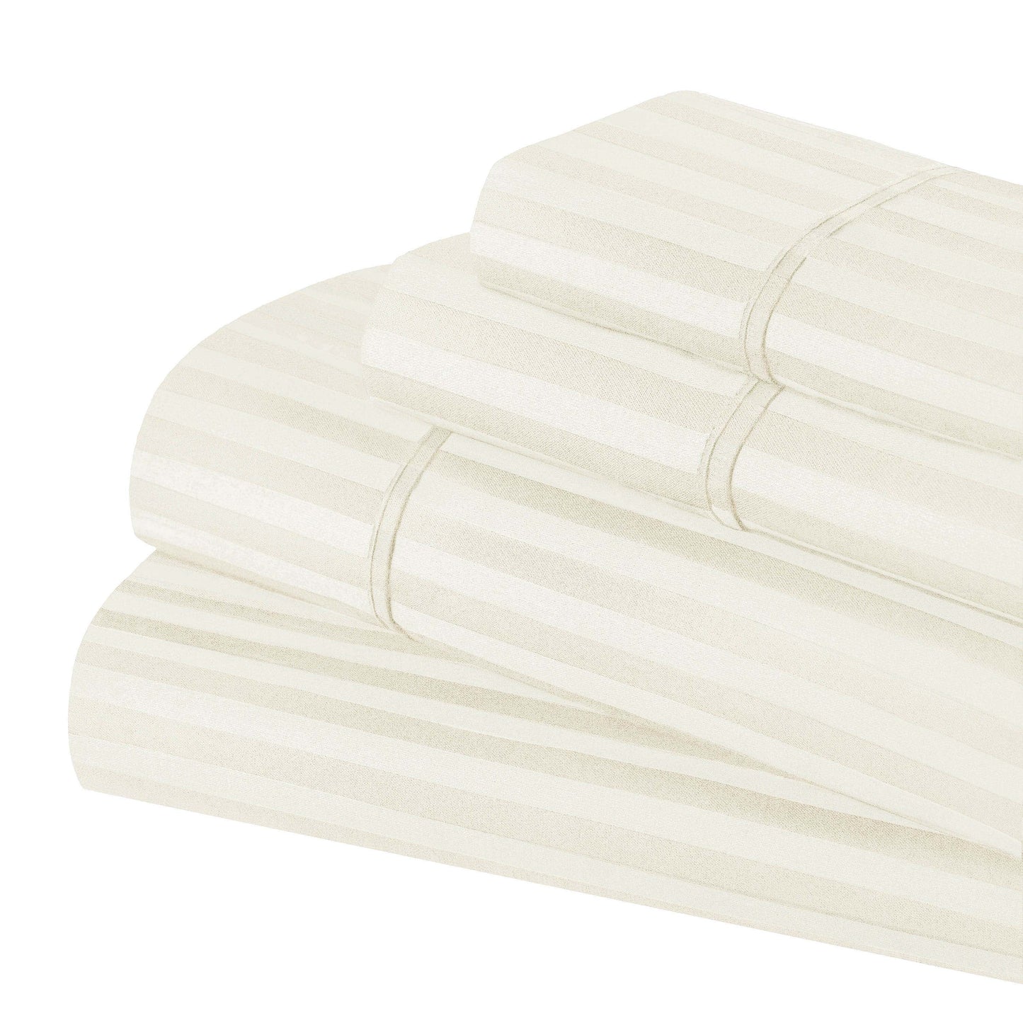 Superior Premium 600 Thread Count Egyptian Cotton Striped Deep Pocket Sheet Set - Ivory