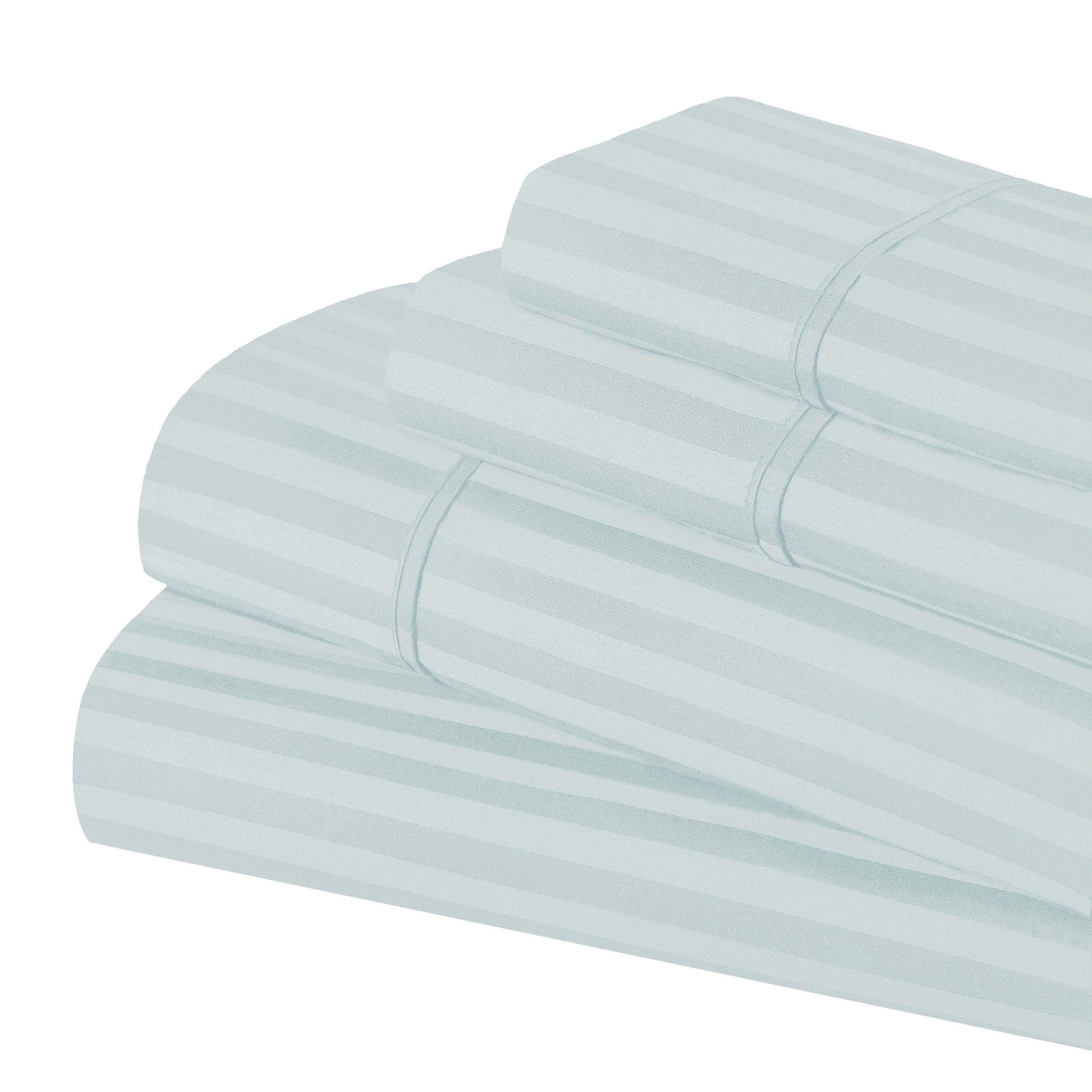 Superior Premium 600 Thread Count Egyptian Cotton Striped Deep Pocket Sheet Set - Light Blue