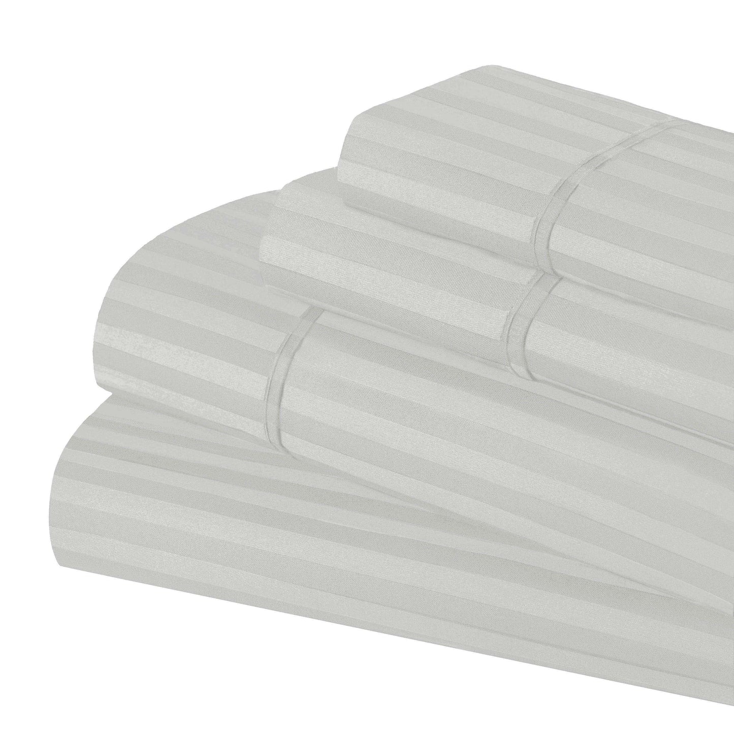 Superior Premium 600 Thread Count Egyptian Cotton Striped Deep Pocket Sheet Set - Silver