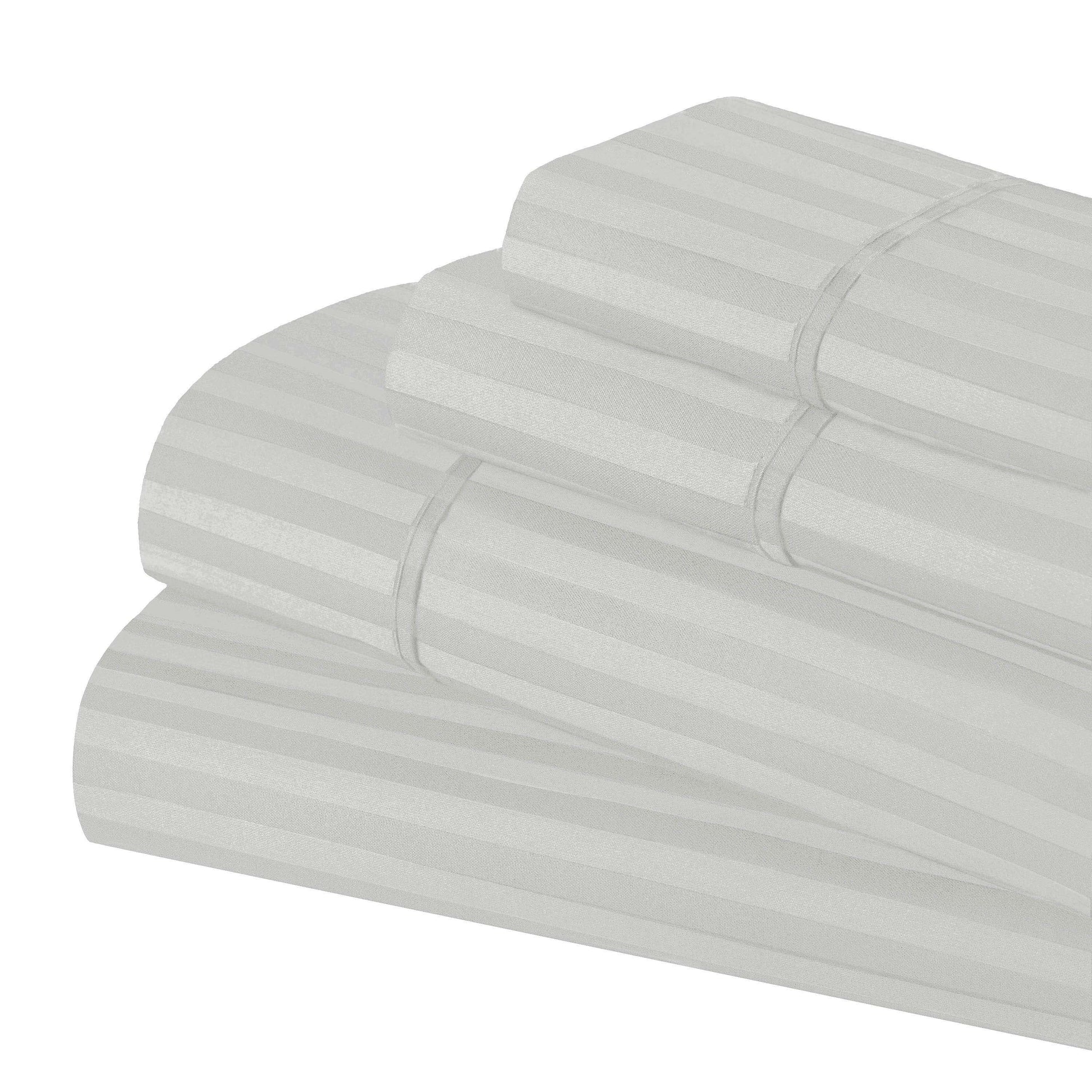 Superior Premium 600 Thread Count Egyptian Cotton Striped Deep Pocket Sheet Set - Silver