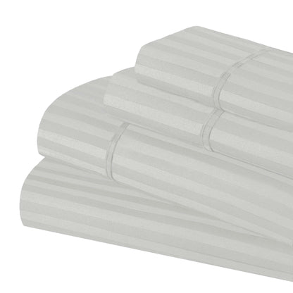 Superior Premium 600 Thread Count Egyptian Cotton Striped Deep Pocket Sheet Set - Silver