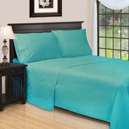 Superior Premium 600 Thread Count Egyptian Cotton Striped Deep Pocket Sheet Set - Teal