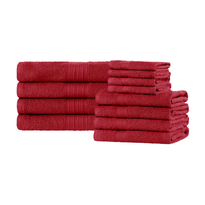 Eco-Friendly Ring Spun Cotton Towel Set - Cranberry