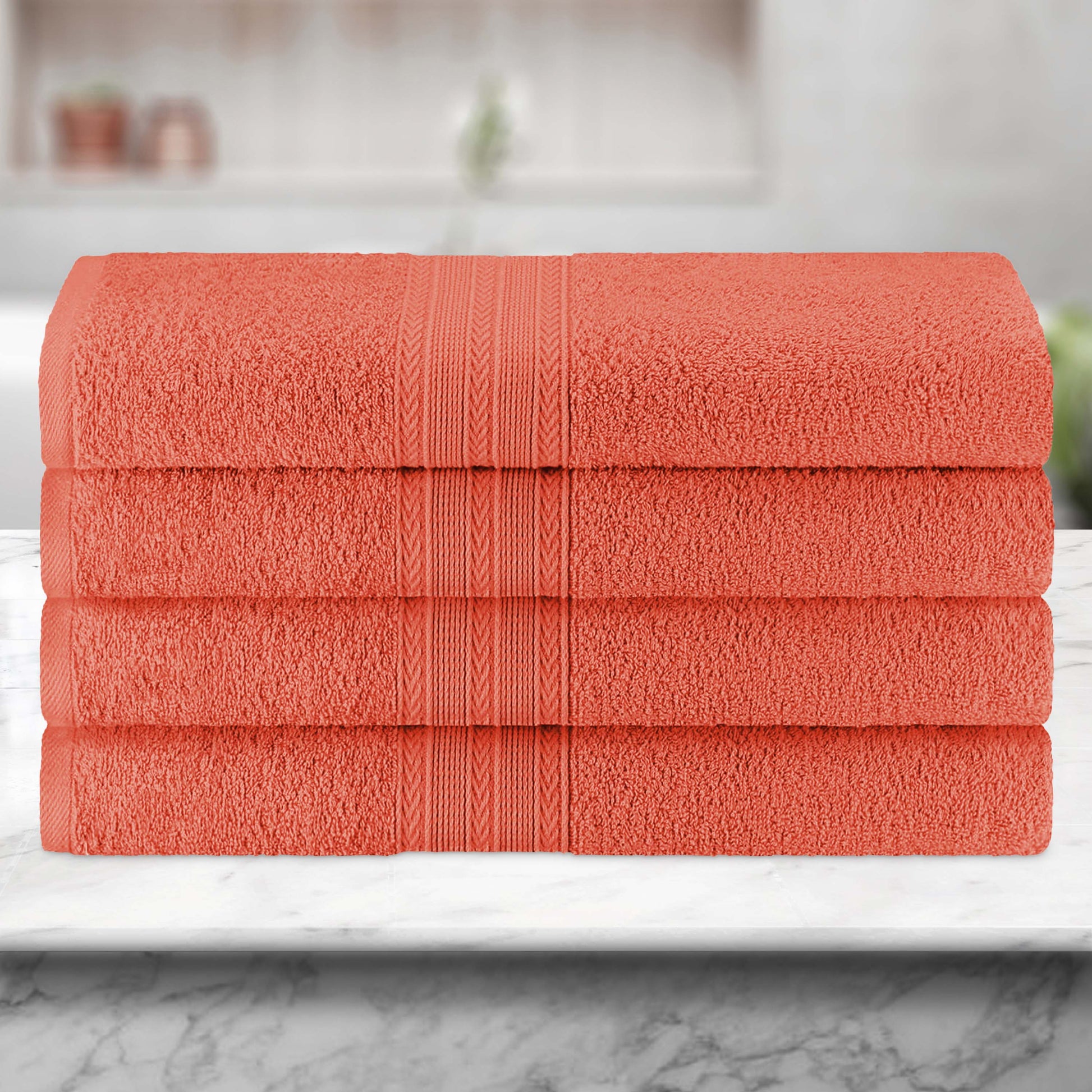 Eco-Friendly Ring Spun Cotton Towel Set - Coral