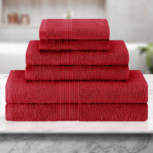 Eco-Friendly Ring Spun Cotton Towel Set - Cranberry