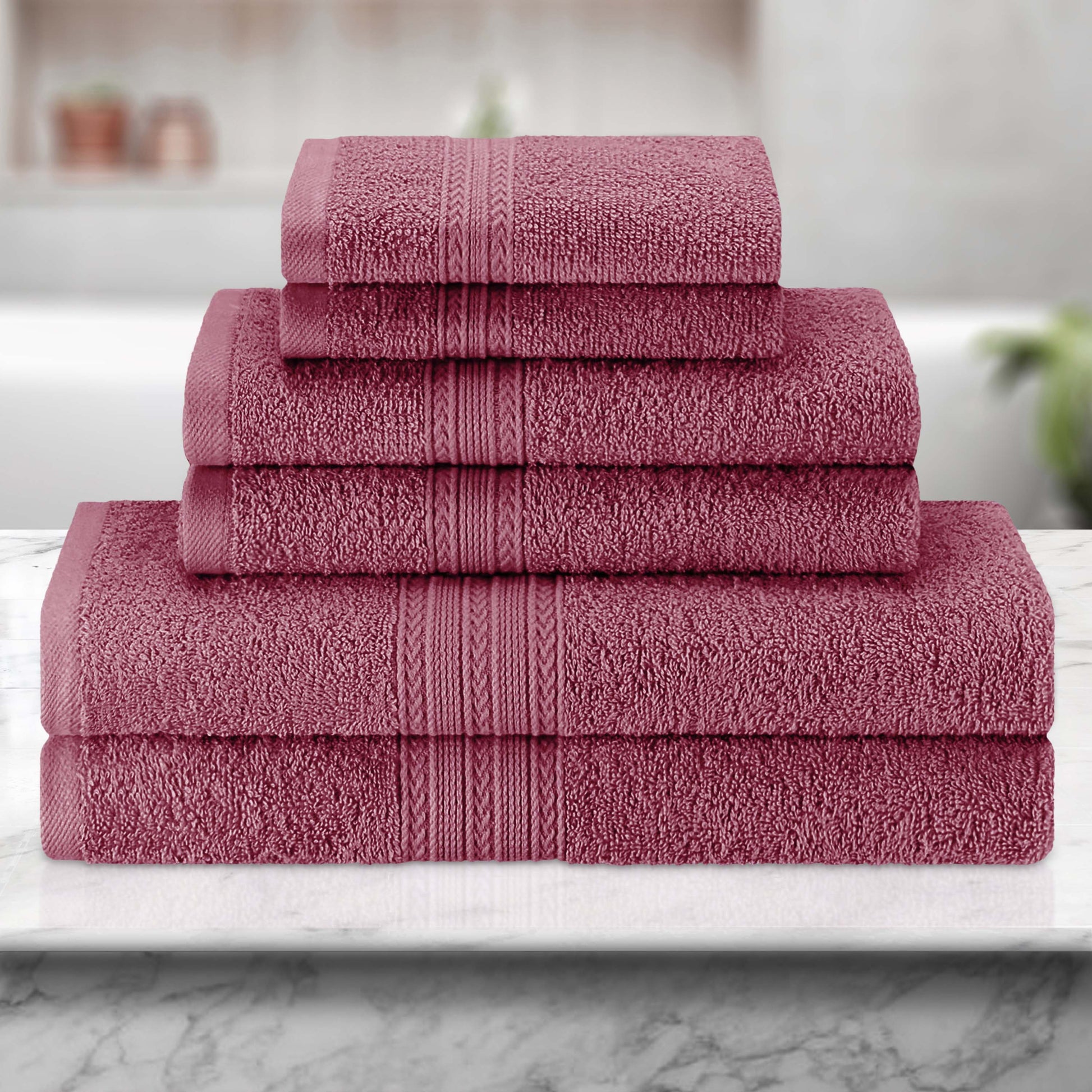 Eco-Friendly Ring Spun Cotton Towel Set - Rosewood