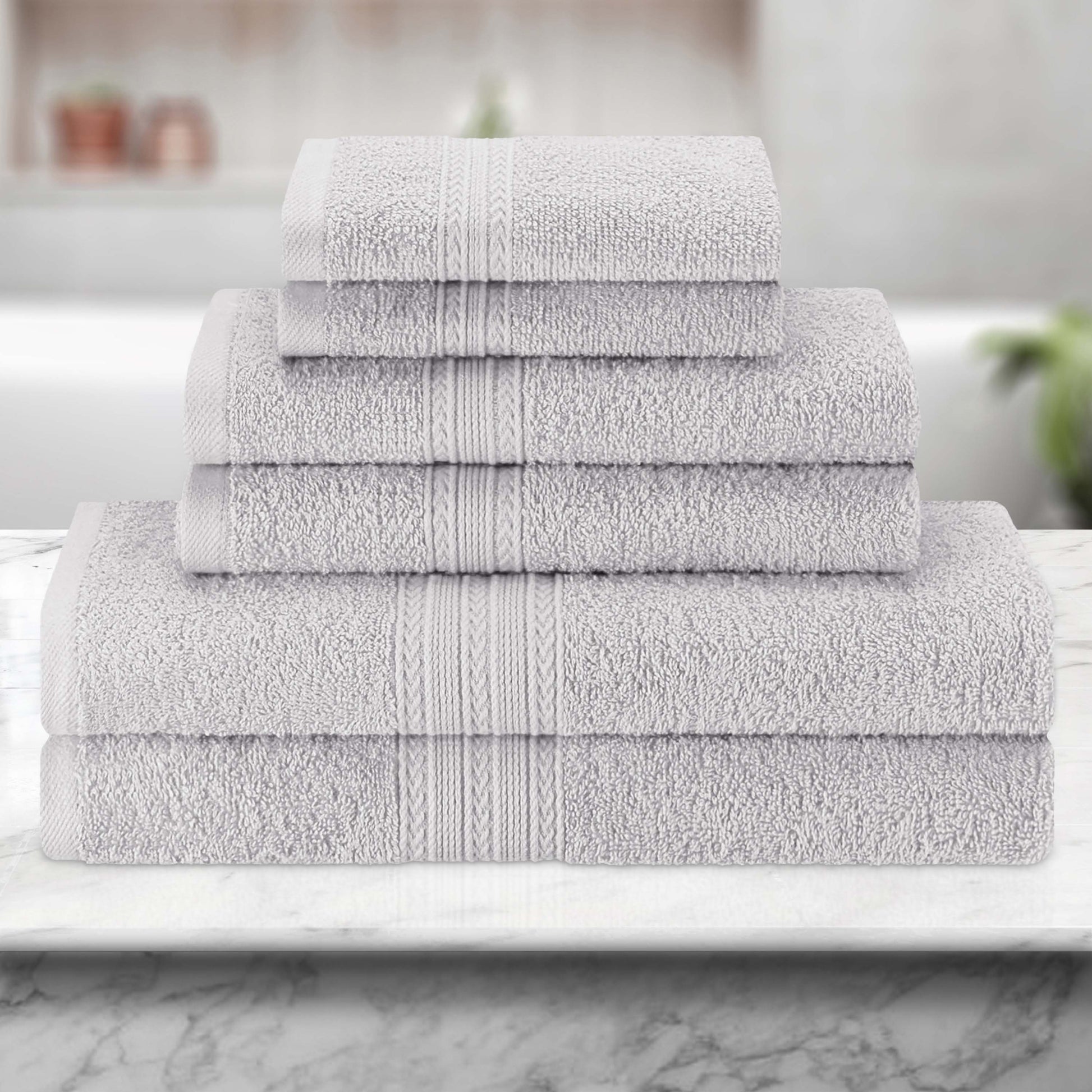 Eco-Friendly Ring Spun Cotton Towel Set - Silver