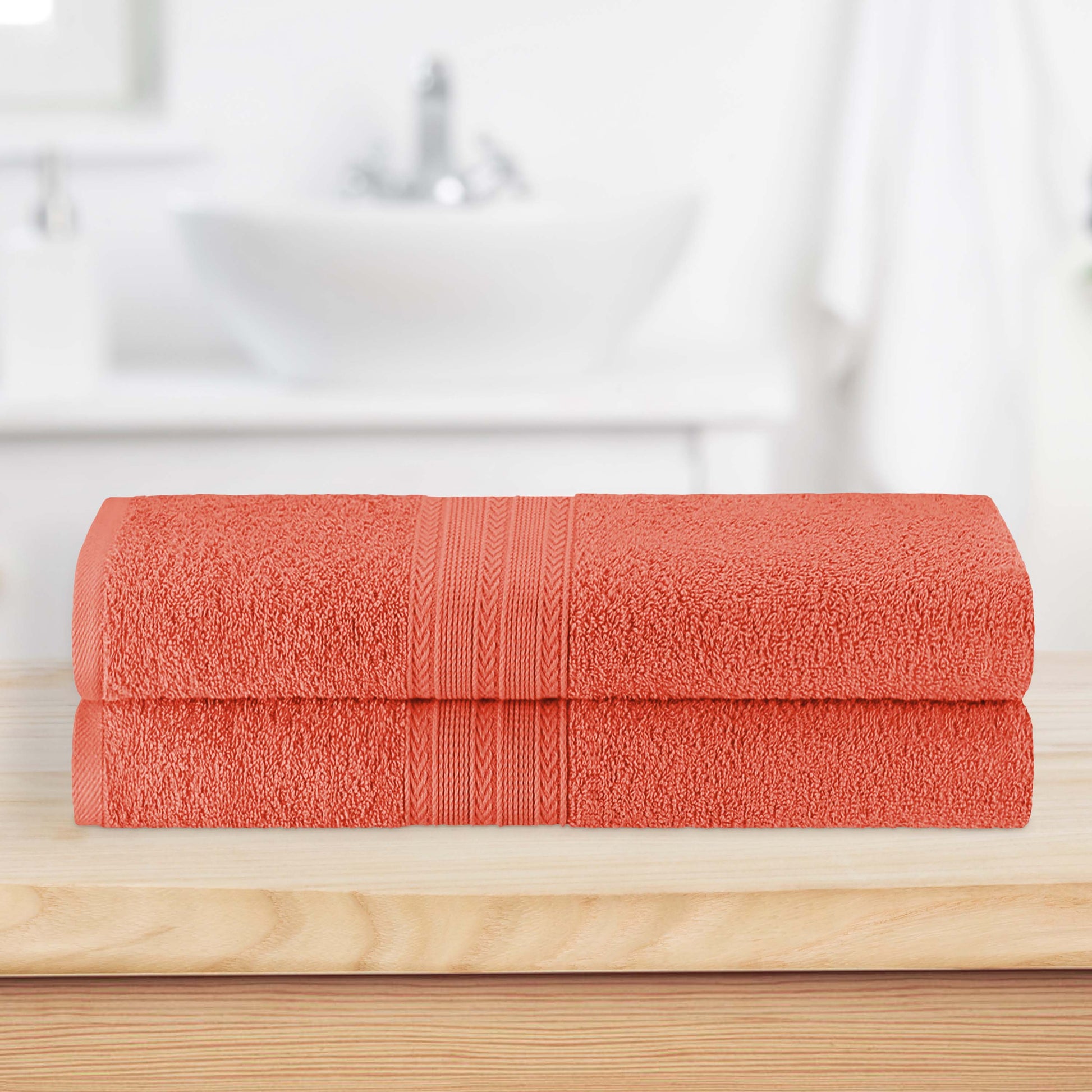 Eco-Friendly Ring Spun Cotton Towel Set - Coral