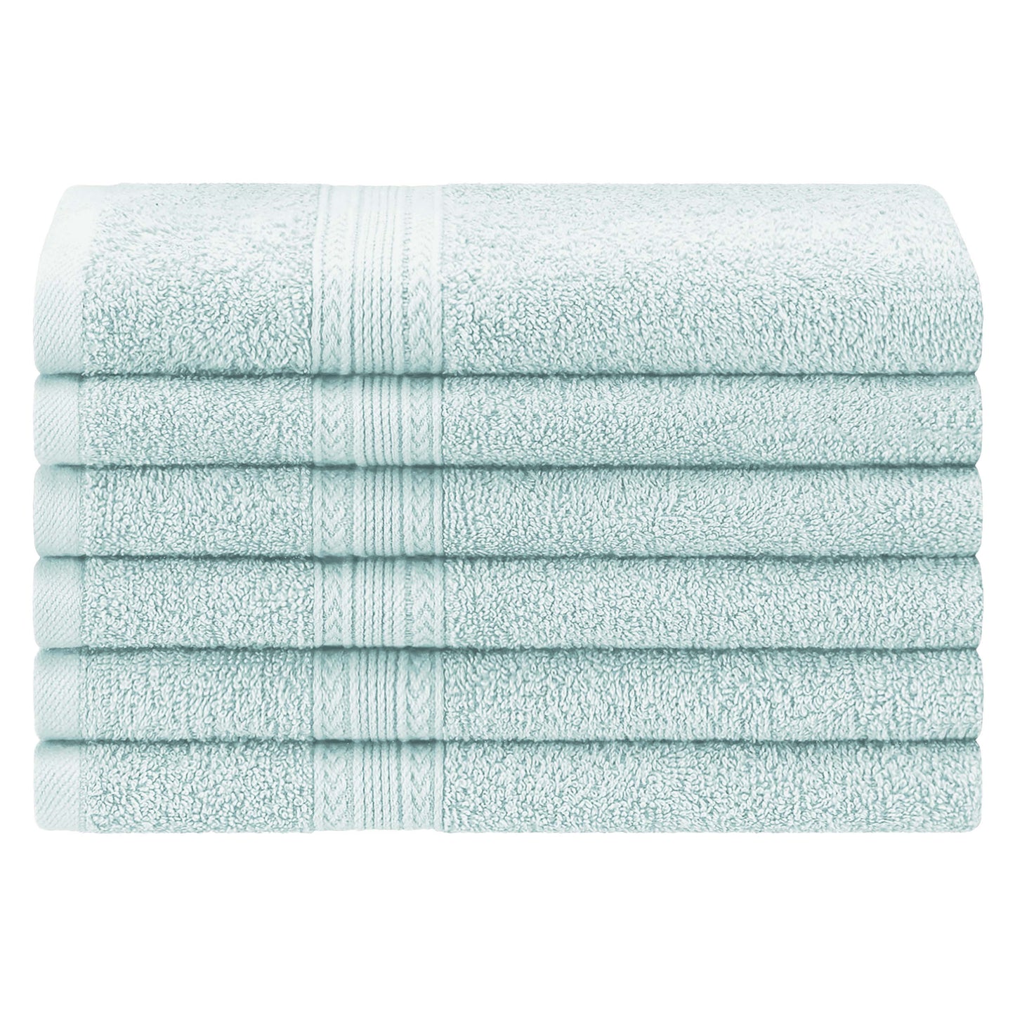 Superior Eco-Friendly Ring Spun Cotton 6-Piece Hand Towel Set - Aqua Marine 