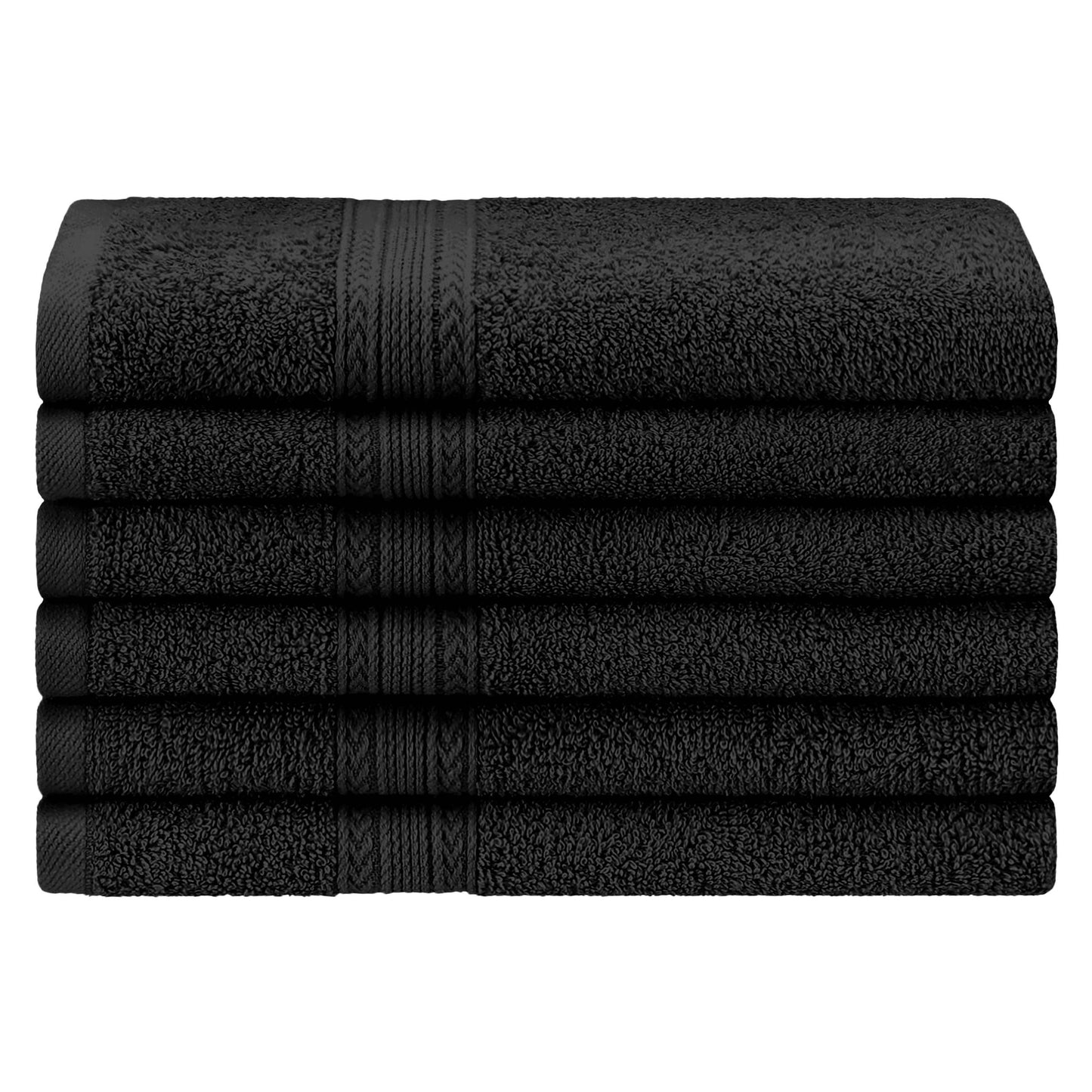 Superior Eco-Friendly Ring Spun Cotton 6-Piece Hand Towel Set -  Black