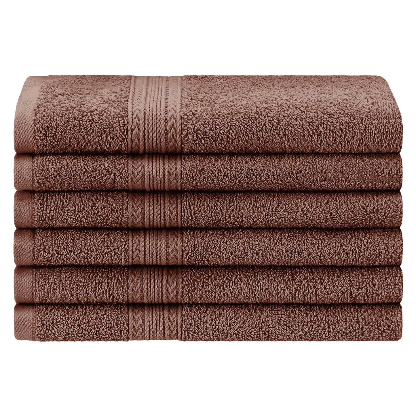 Superior Eco-Friendly Ring Spun Cotton 6-Piece Hand Towel Set - Brown