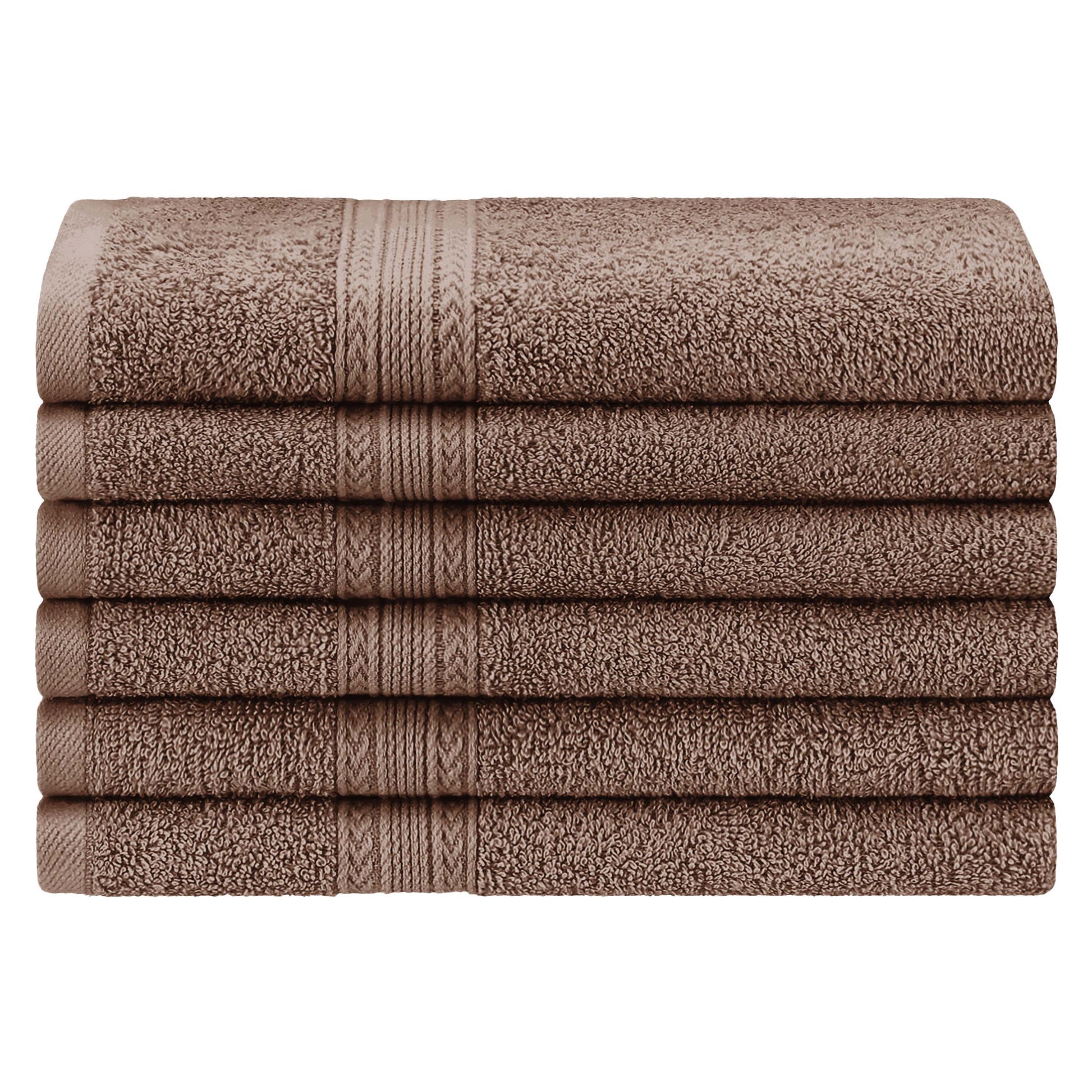 Superior Eco-Friendly Ring Spun Cotton 6-Piece Hand Towel Set - Coffee