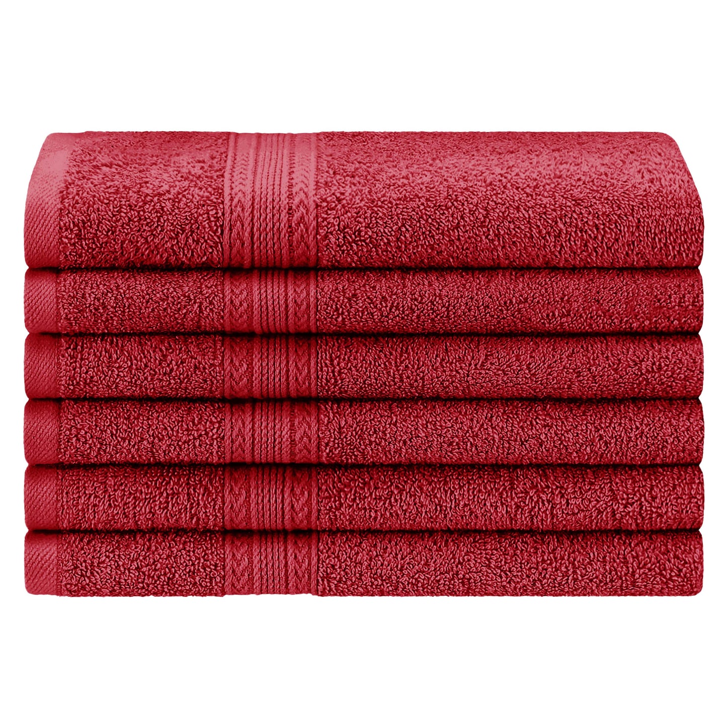 Superior Eco-Friendly Ring Spun Cotton 6-Piece Hand Towel Set - Cranberry