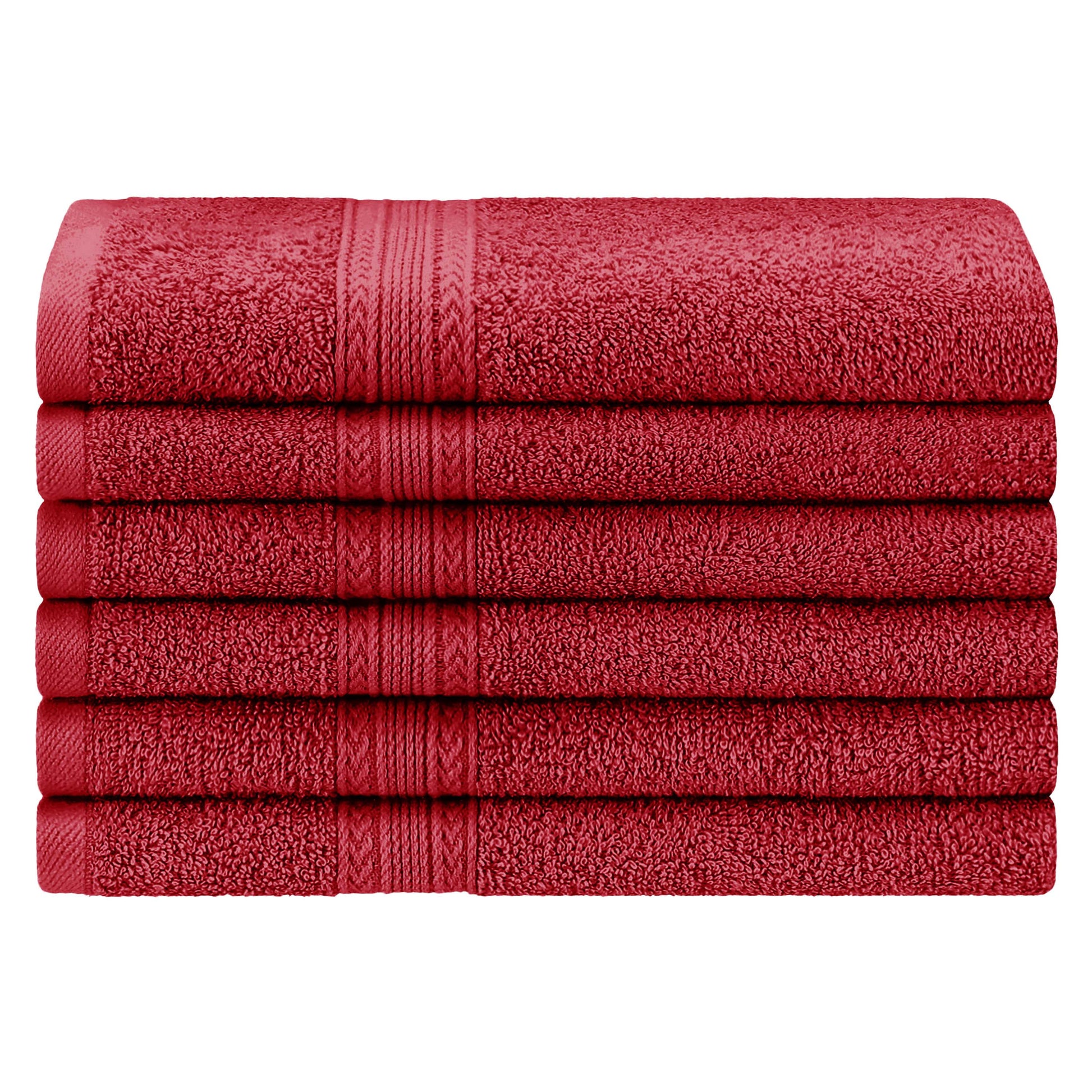 Superior Eco-Friendly Ring Spun Cotton 6-Piece Hand Towel Set - Cranberry