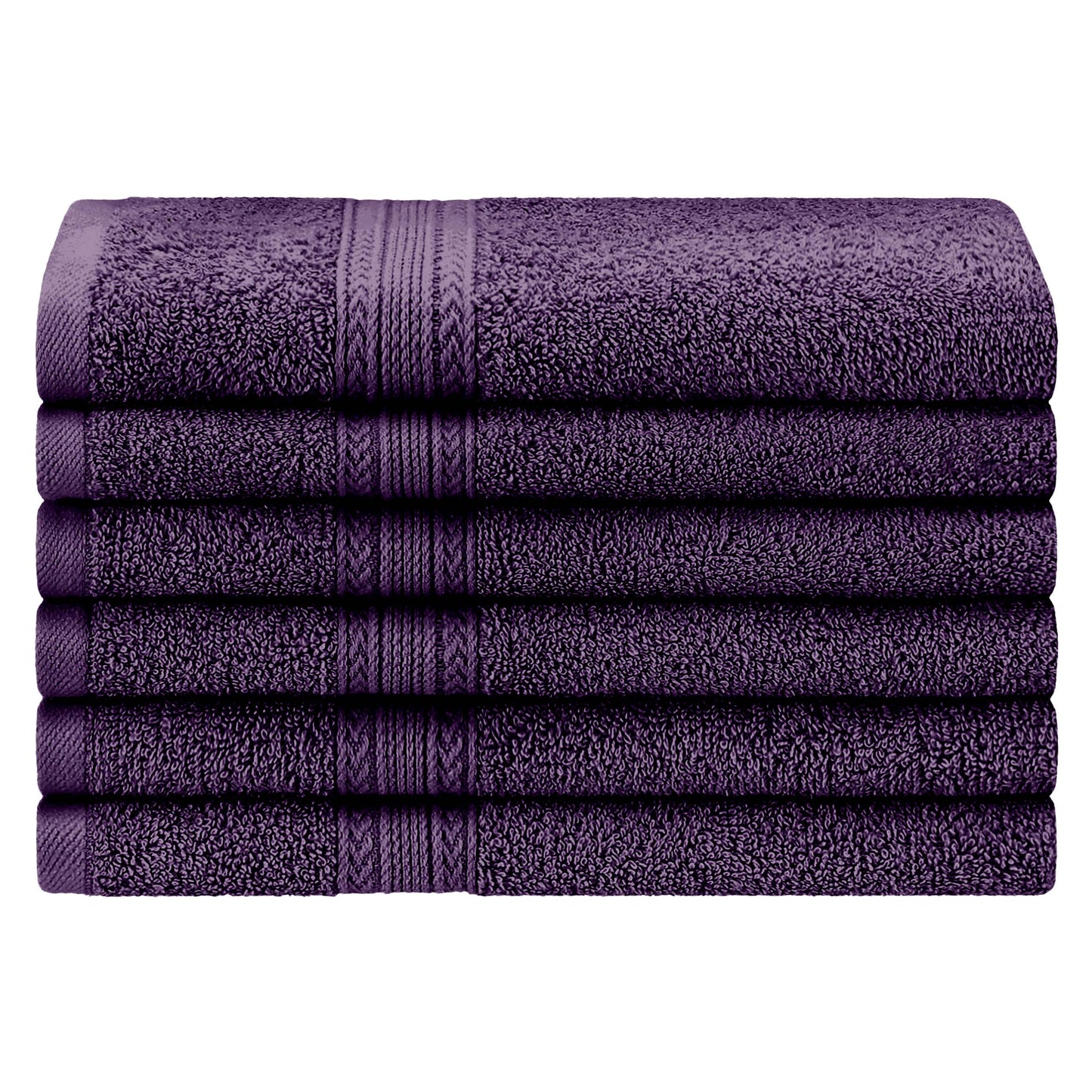 Superior Eco-Friendly Ring Spun Cotton 6-Piece Hand Towel Set - Eggplant