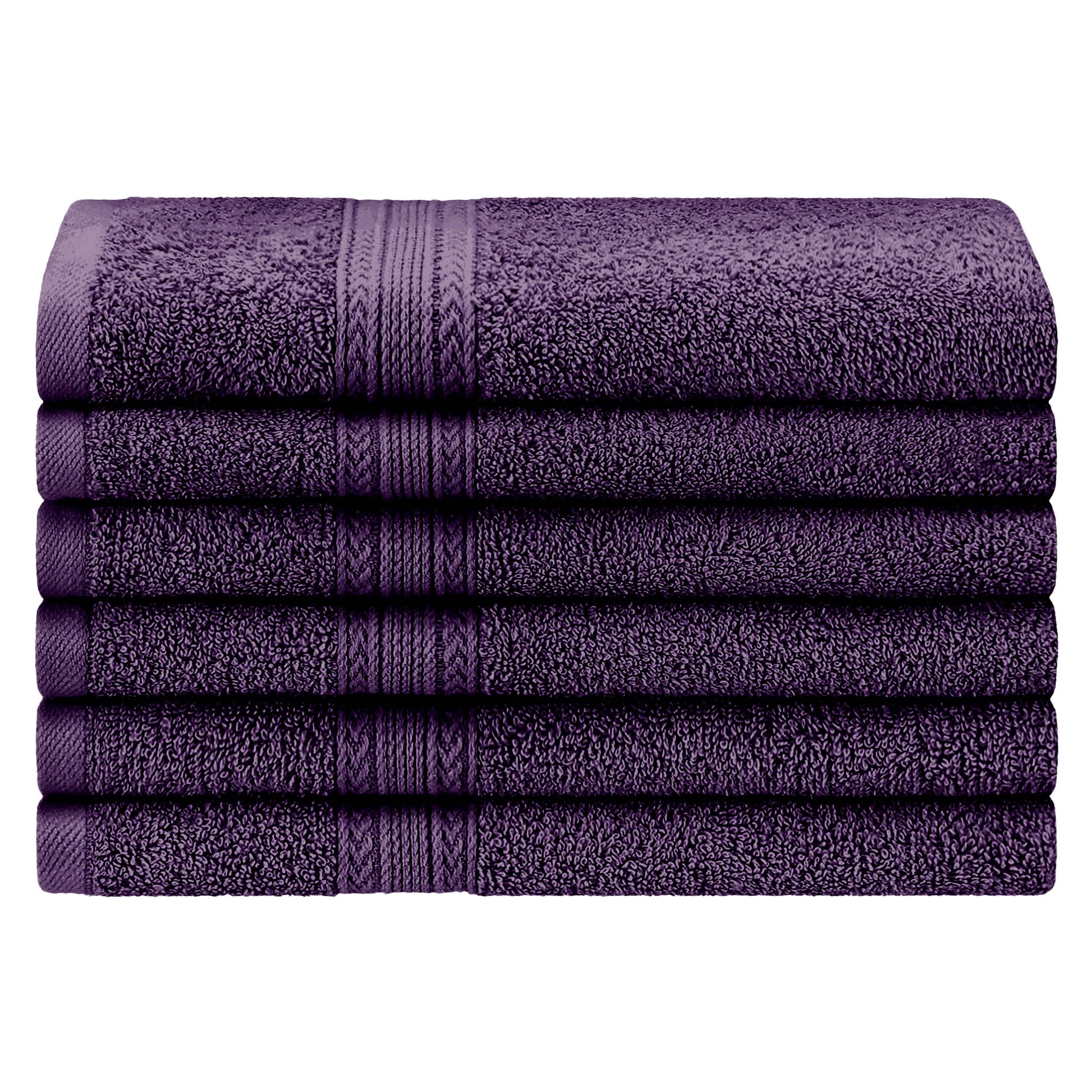 Superior Eco-Friendly Ring Spun Cotton 6-Piece Hand Towel Set - Eggplant