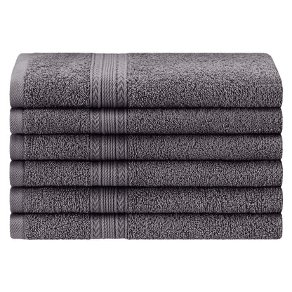 Superior Eco-Friendly Ring Spun Cotton 6-Piece Hand Towel Set - Graphite