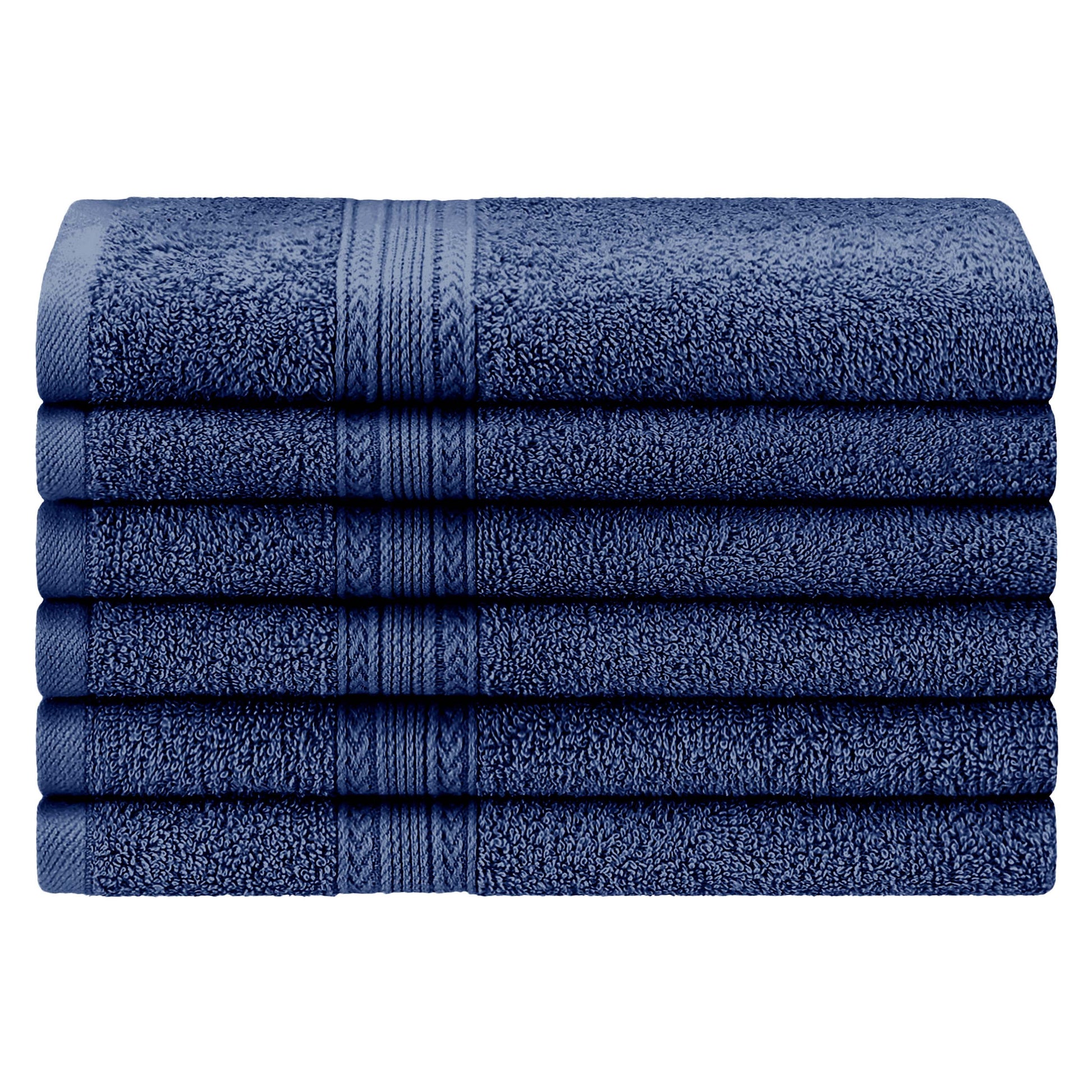 Superior Eco-Friendly Ring Spun Cotton 6-Piece Hand Towel Set - Navy Blue