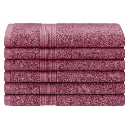 Superior Eco-Friendly Ring Spun Cotton 6-Piece Hand Towel Set - Rosewood